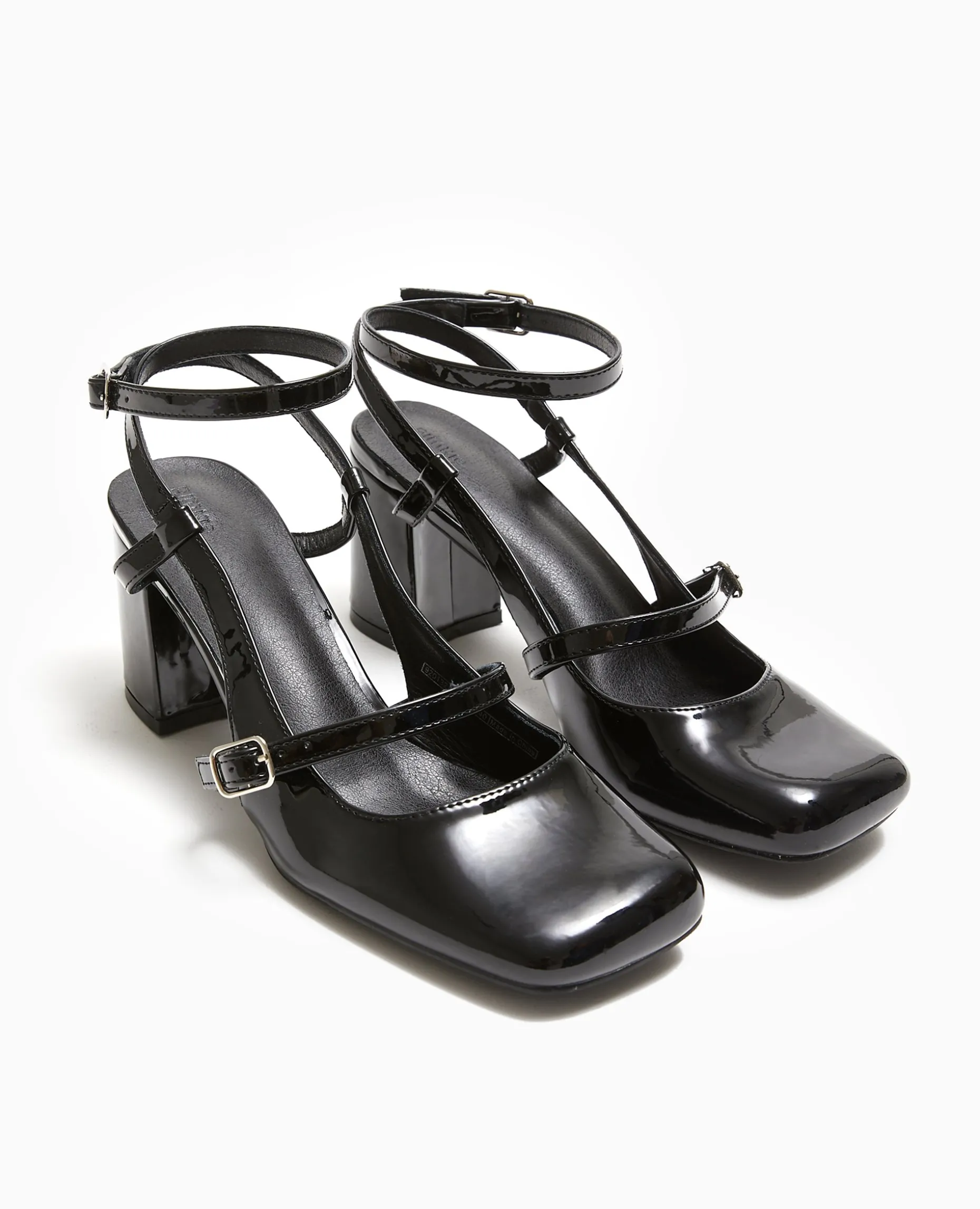 Babies Vernies Avec Talon Ouvert - Noir