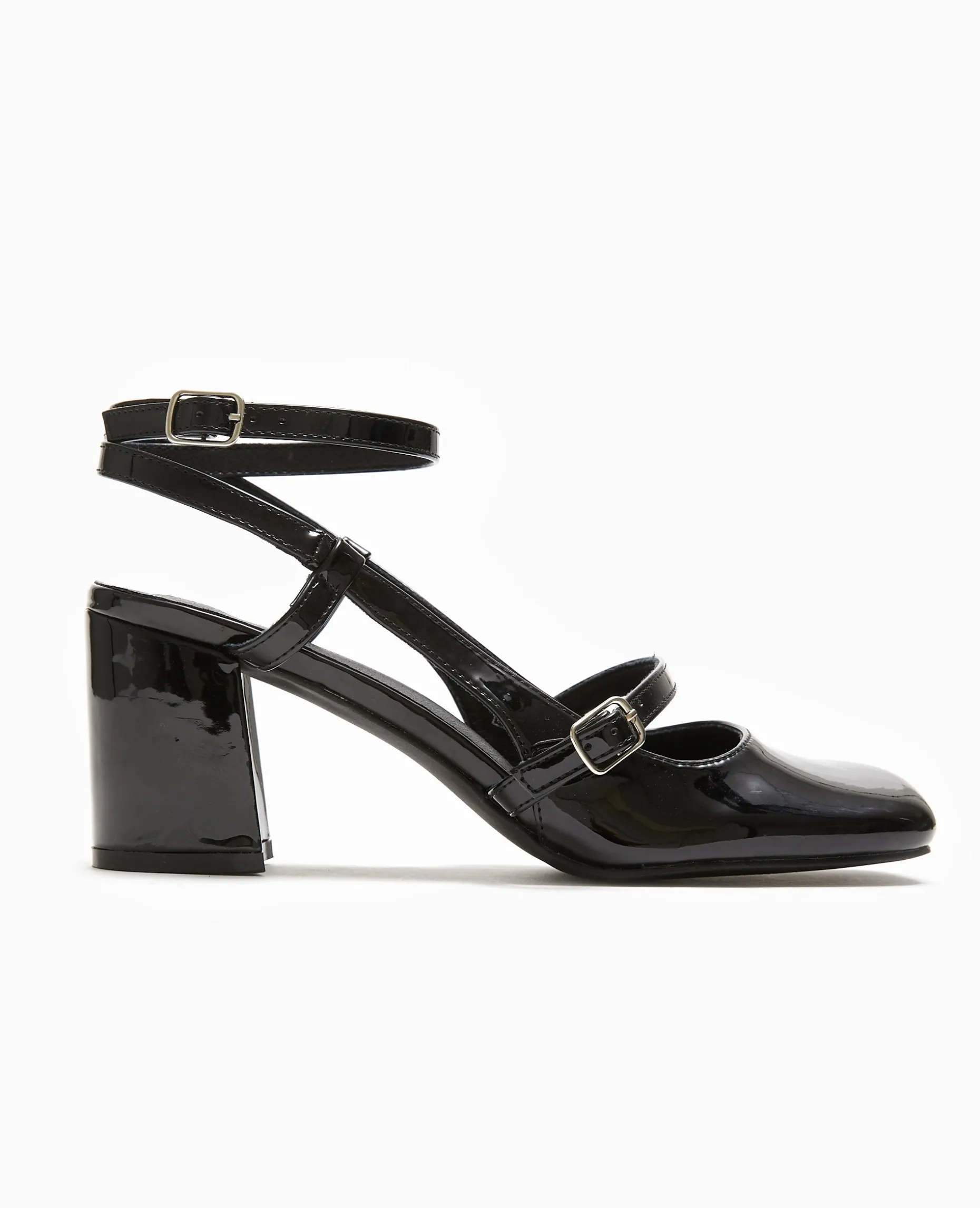 Babies Vernies Avec Talon Ouvert - Noir