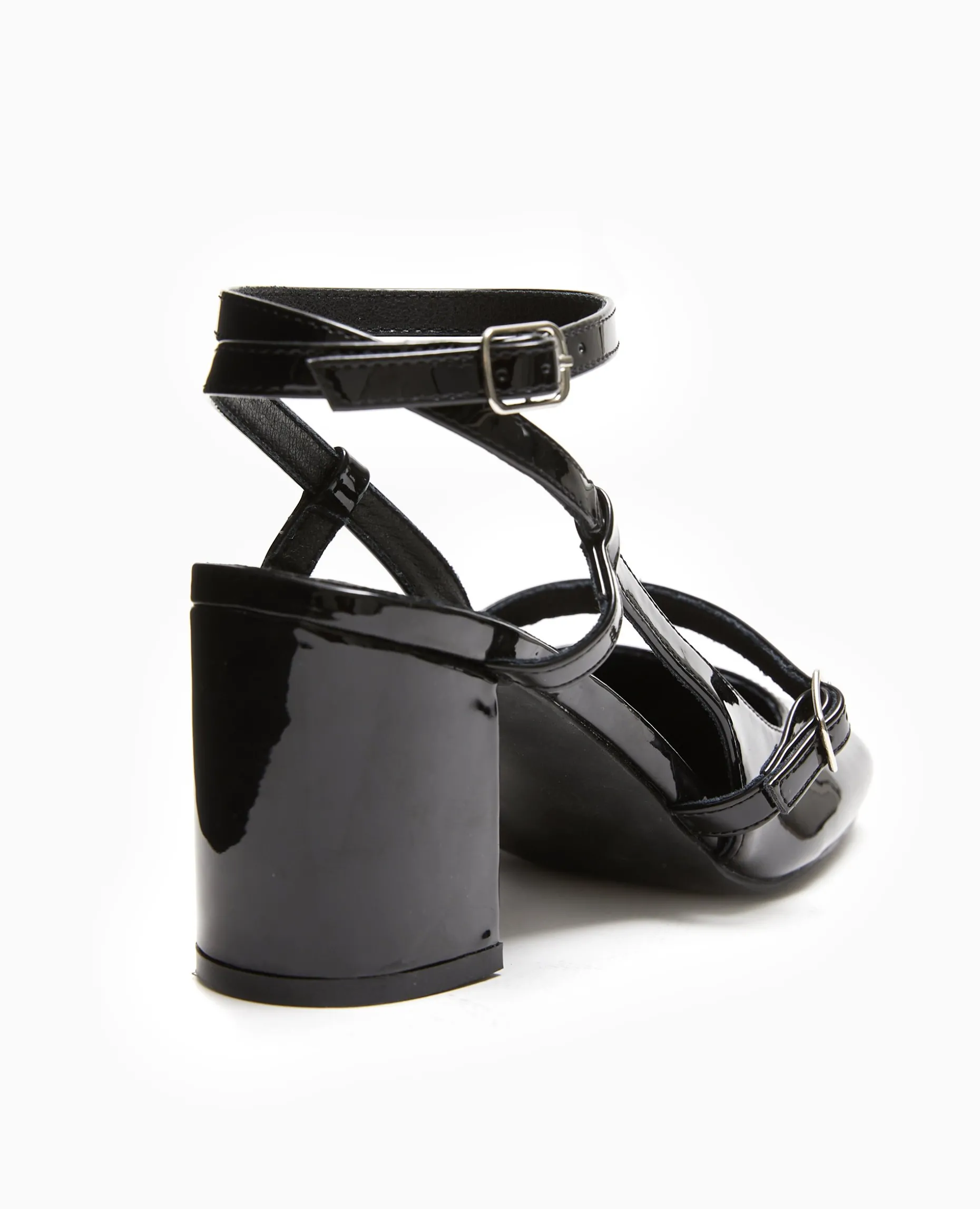 Babies Vernies Avec Talon Ouvert - Noir