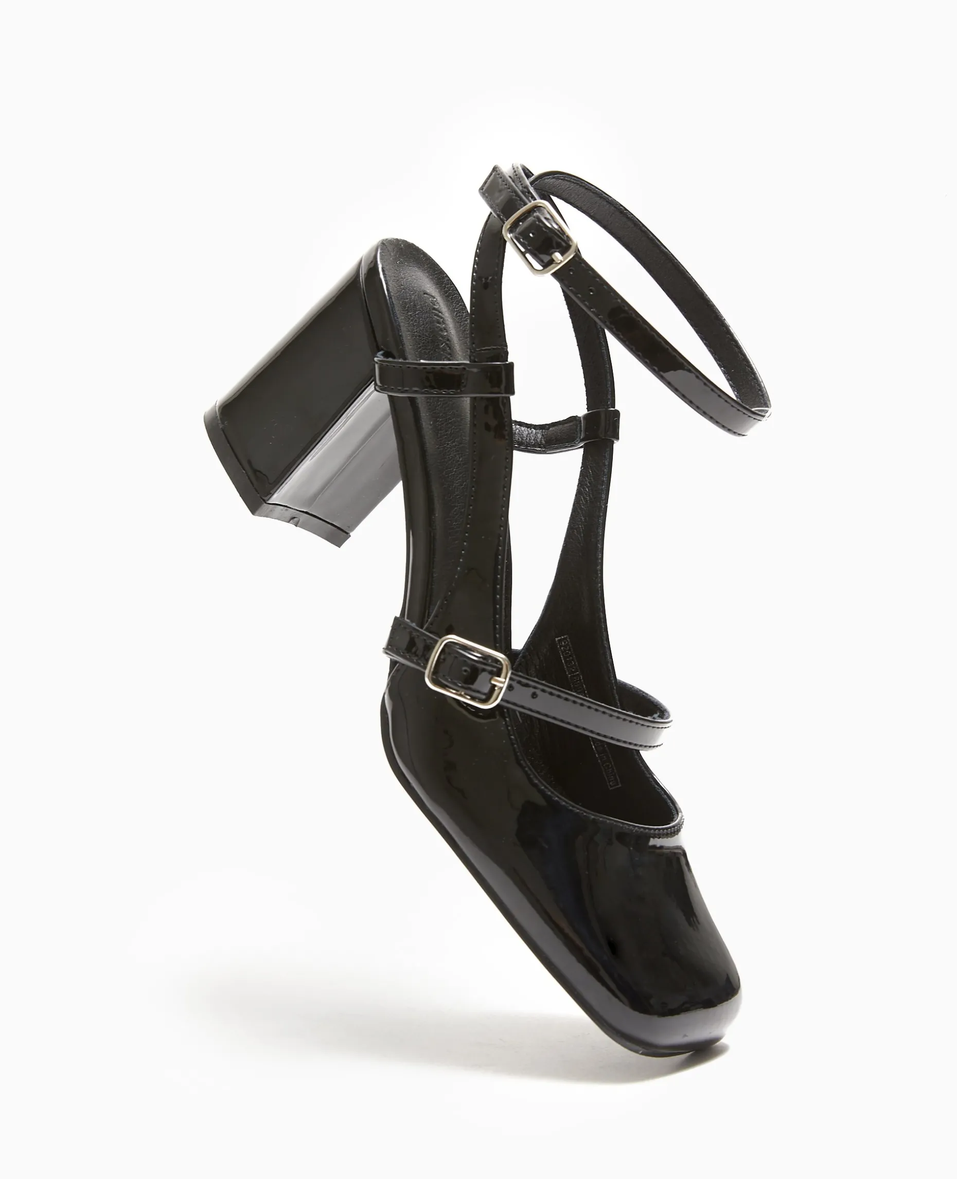 Babies Vernies Avec Talon Ouvert - Noir