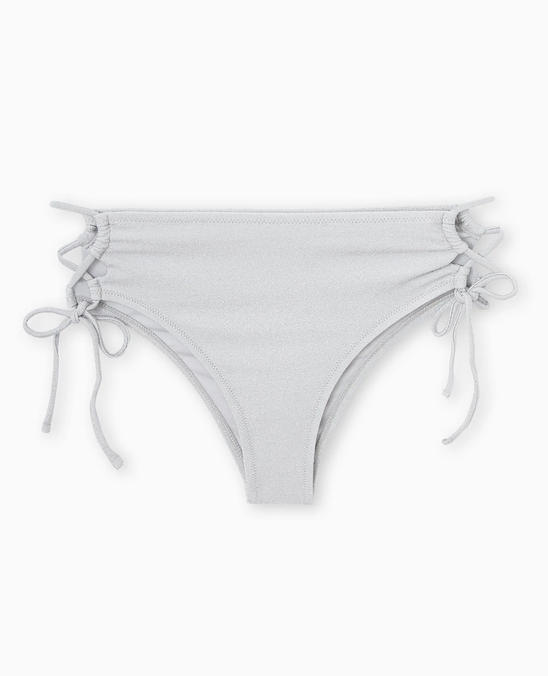 Bas De Maillot De Bain Culotte Haute Avec Lacets - Argenté