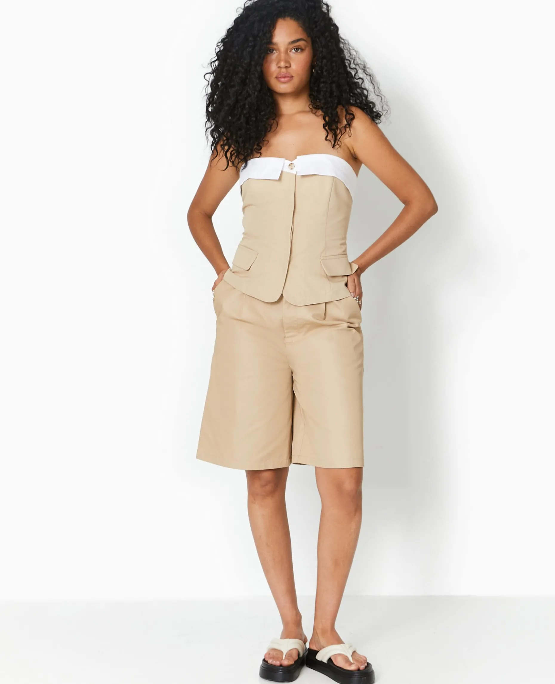 Bermuda Large En Toile - Beige