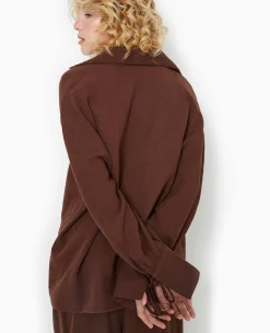 Blouse Ample En Gaze De Coton - Marron