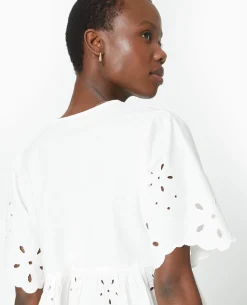 Blouse Avec Broderie Anglaise Et Nouettes - Blanc