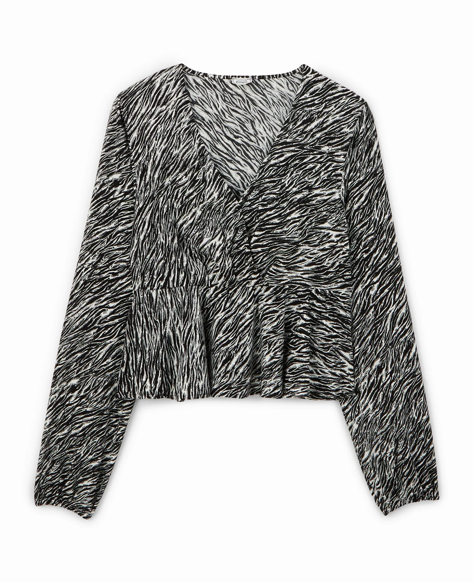 Blouse Cache-cœur En Tissu Fluide - Noir