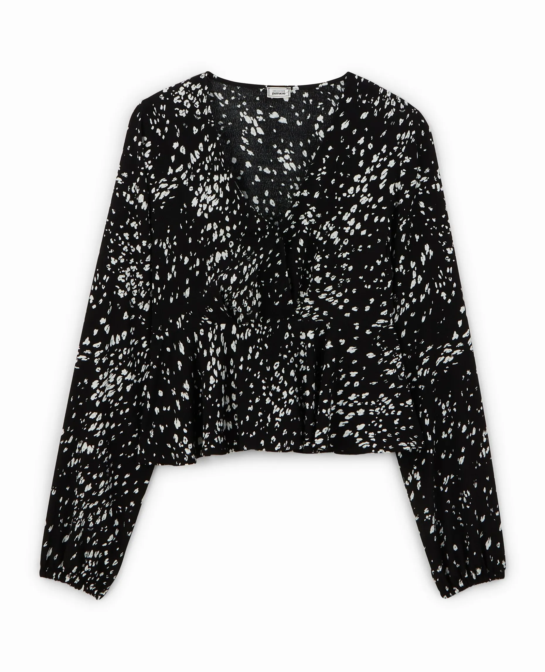 Blouse Cache-cœur En Tissu Fluide - Noir