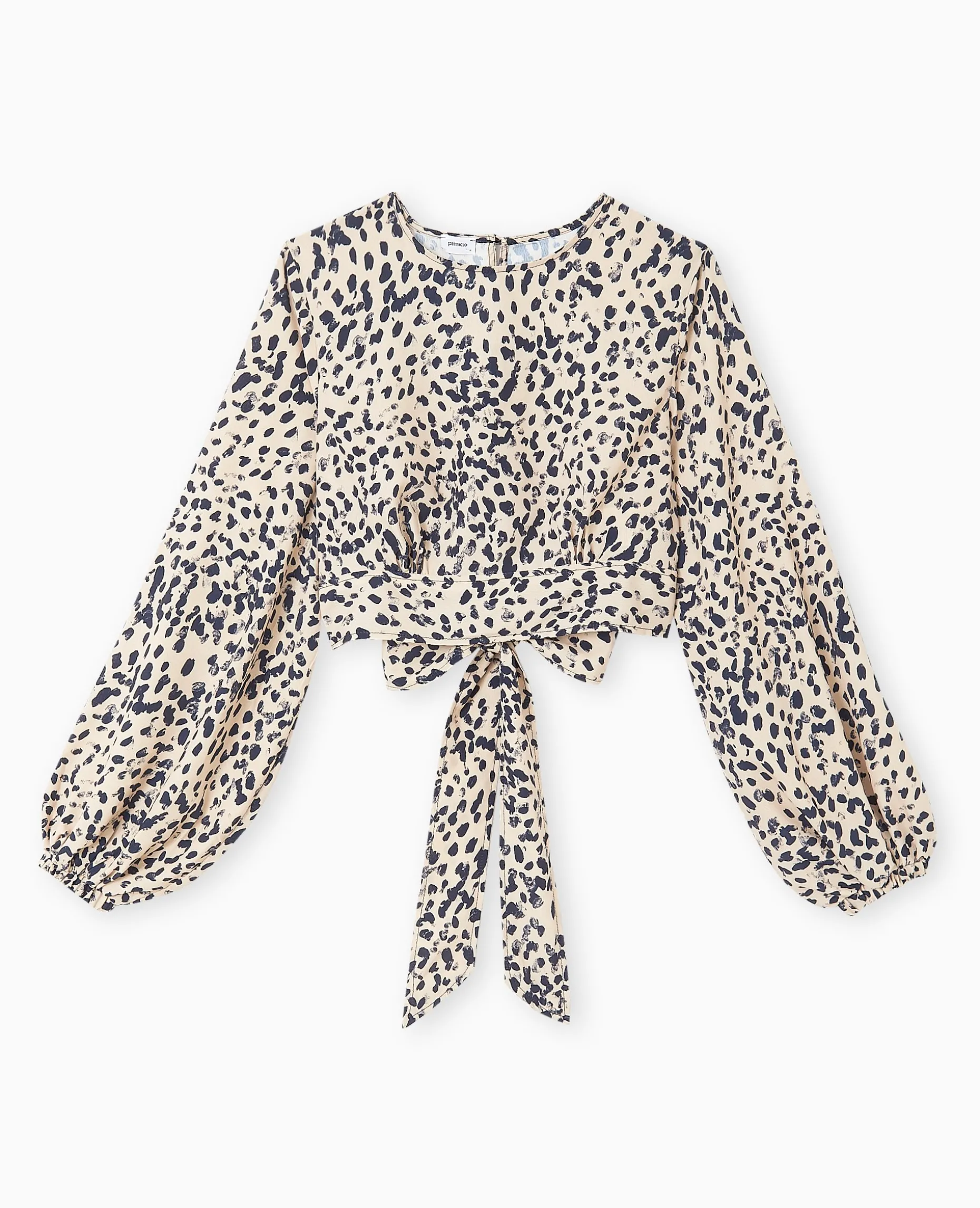 Blouse Courte Avec Découpe Dos Motif Léopard - Taupe