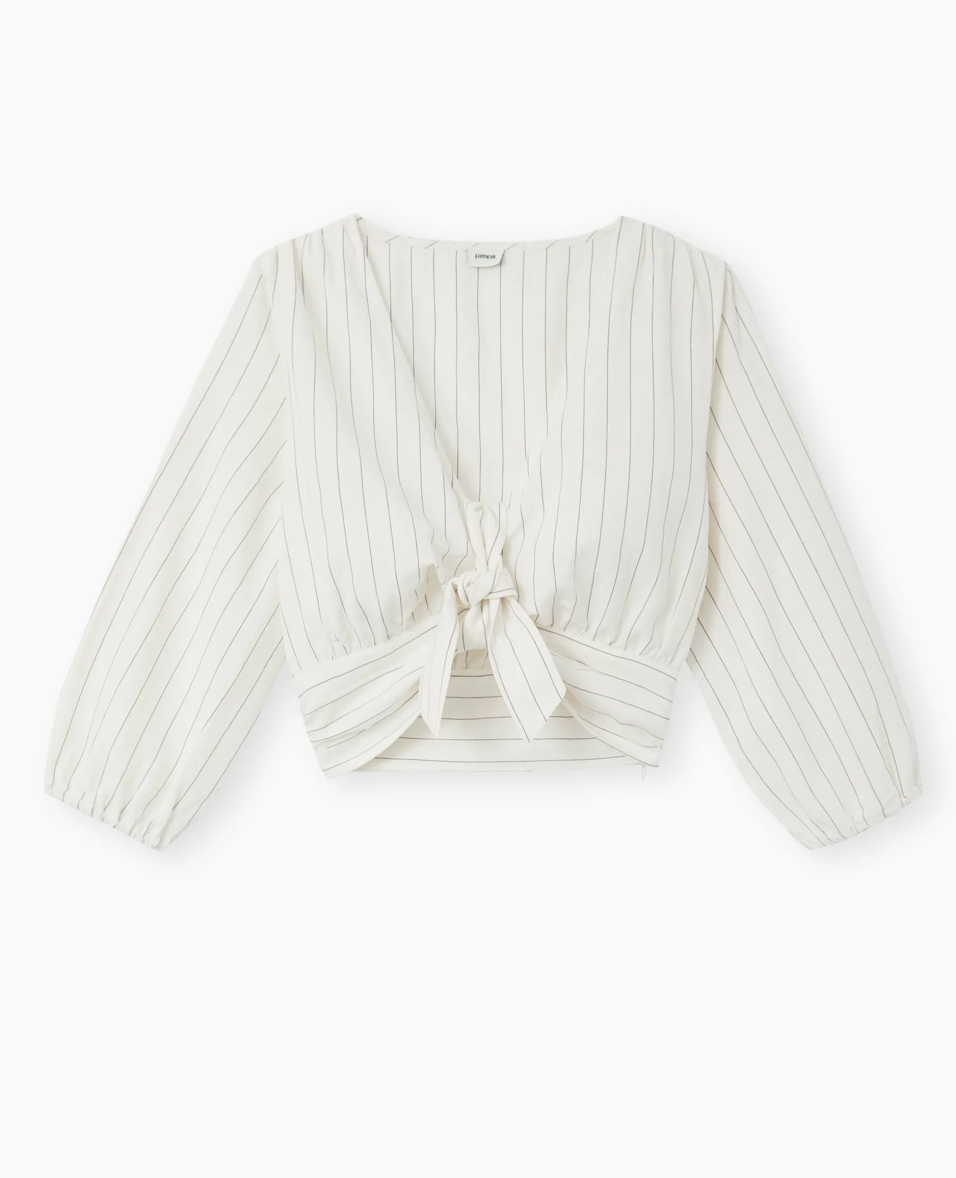 Blouse Courte Avec Nœud Devant - Blanc