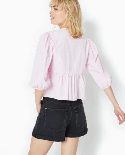 Blouse Manches Ballons Et Nouettes - Rose Poudré