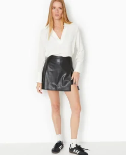 Blouse Manches Longues Avec Col - Blanc