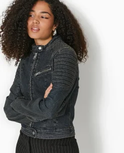 Blouson Biker En Jean - Jaune Ocre
