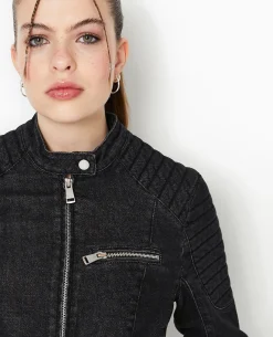 Blouson Biker En Jean - Noir