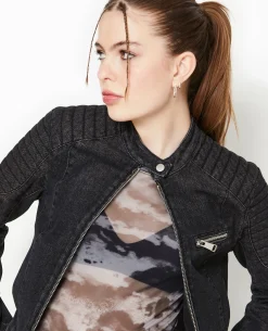 Blouson Biker En Jean - Noir