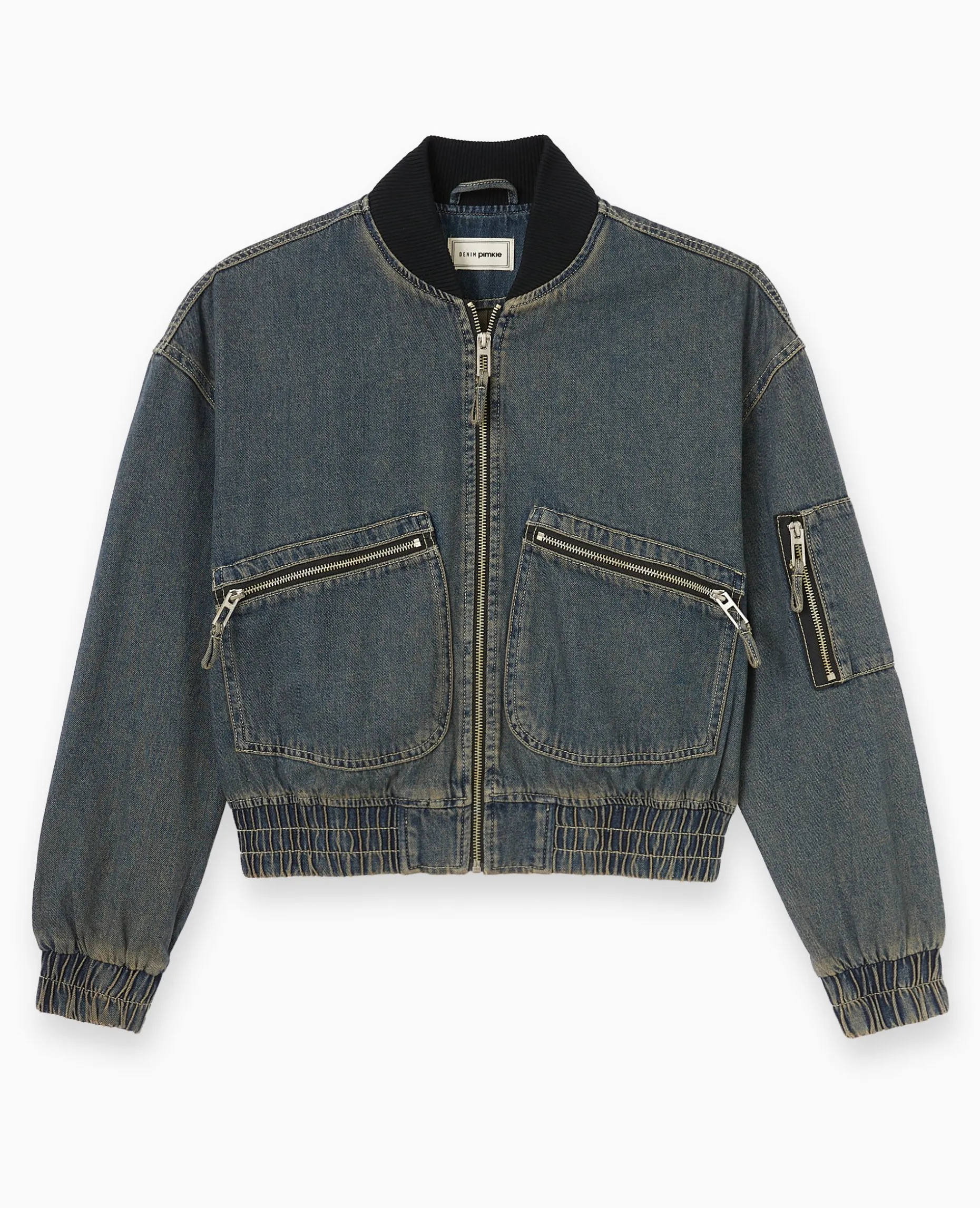 Blouson Bomber En Jean - Jaune Ocre