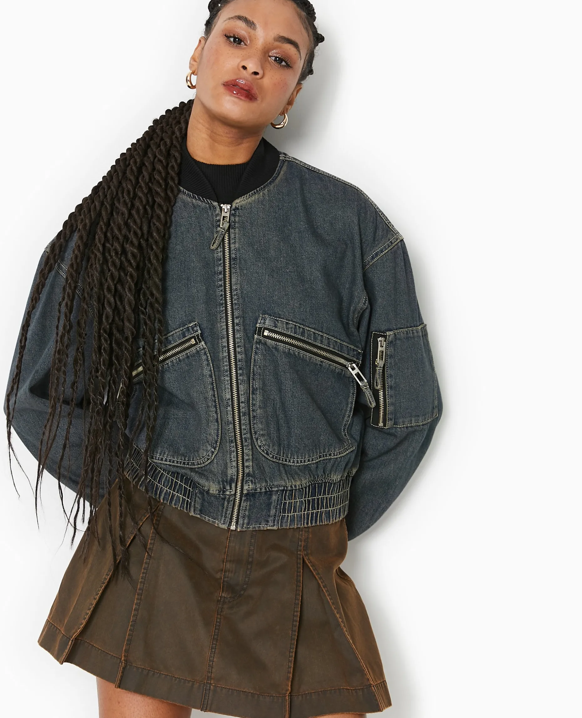 Blouson Bomber En Jean - Jaune Ocre