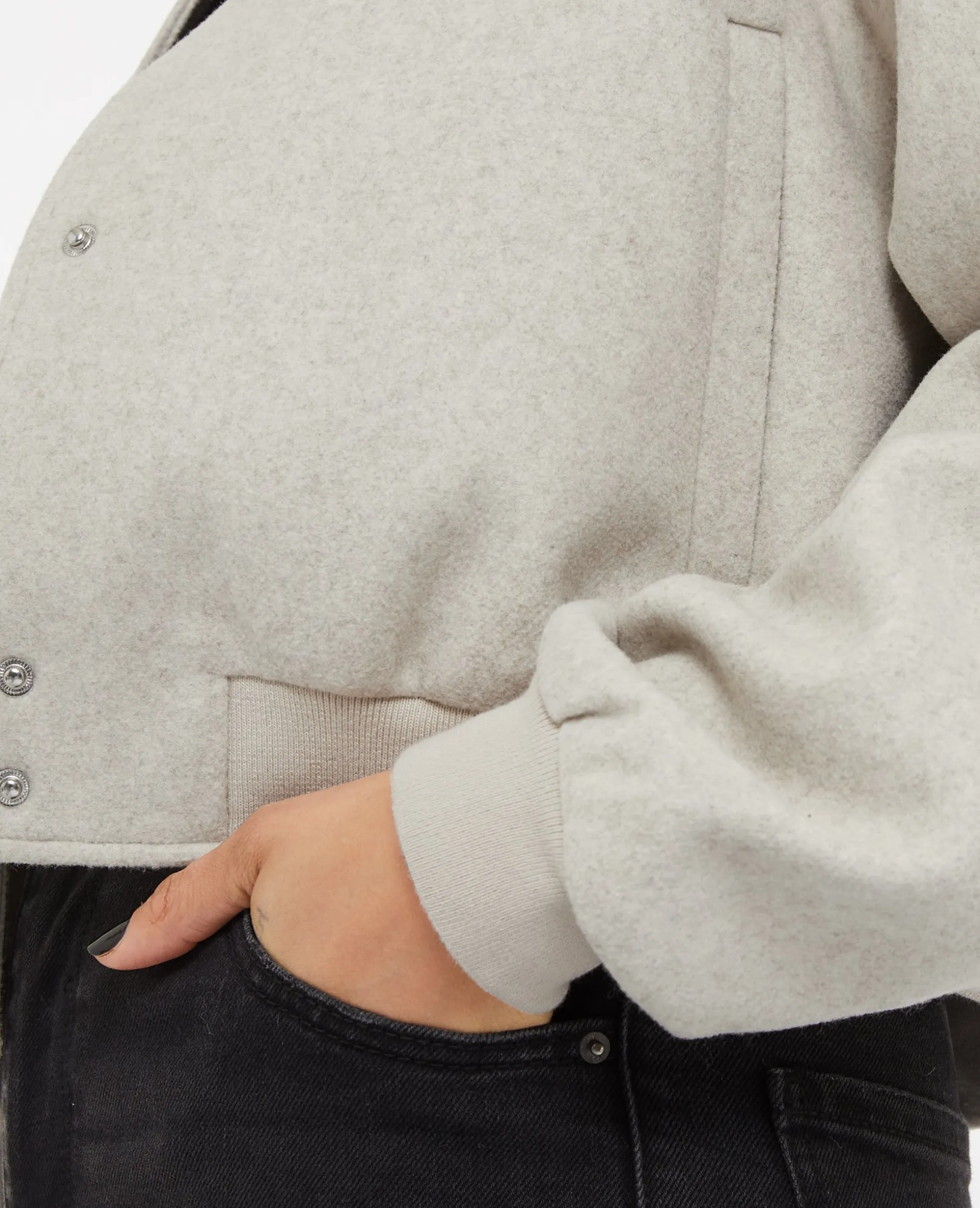 Blouson Bomber Façon Drap De Laine - Beige