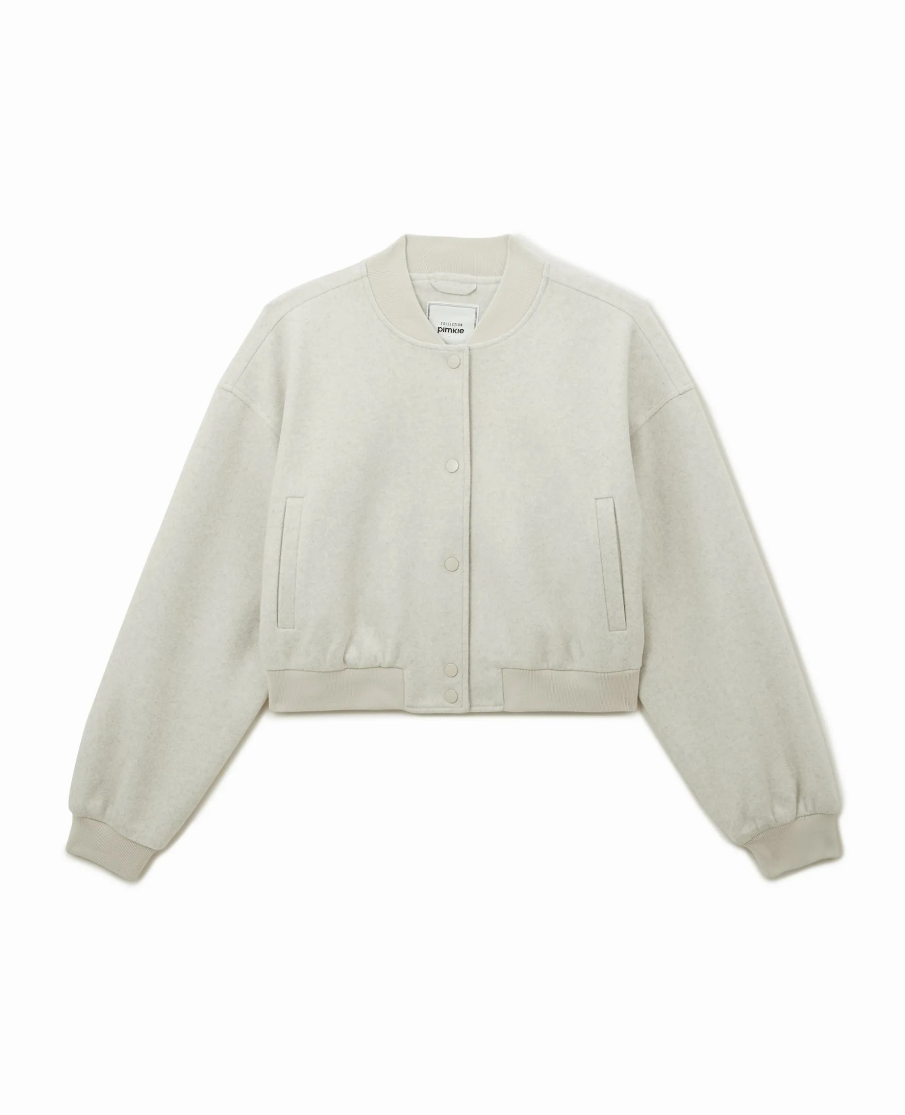 Blouson Bomber Façon Drap De Laine - Beige