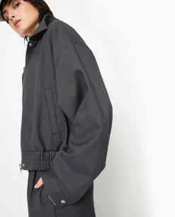 Blouson En Toile Avec Col - Gris Foncé