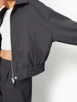 Blouson En Toile Avec Col - Gris Foncé