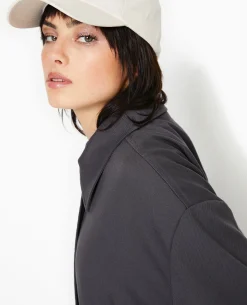 Blouson En Toile Avec Col - Gris Foncé