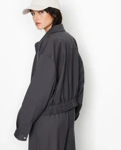 Blouson En Toile Avec Col - Gris Foncé
