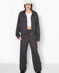Blouson En Toile Avec Col - Gris Foncé