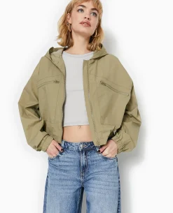 Blouson Léger Avec Capuche - Vert Kaki