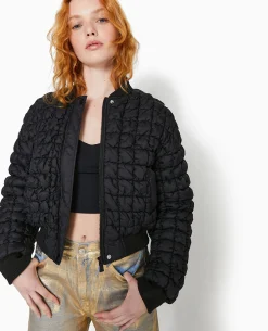 Blouson Matelassé Forme Bombers - Noir