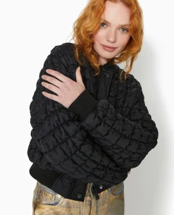 Blouson Matelassé Forme Bombers - Noir