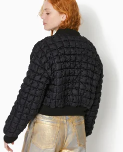 Blouson Matelassé Forme Bombers - Noir