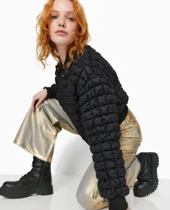 Blouson Matelassé Forme Bombers - Noir