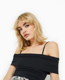 Body Avec Encolure Bardot Et Bretelles - Noir