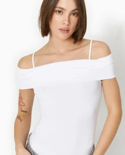 Body Encolure Bardot Avec Bretelles - Blanc