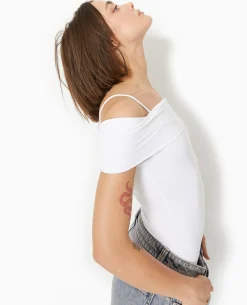 Body Encolure Bardot Avec Bretelles - Blanc