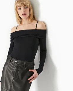 Body Manches Longues Encolure Bardot - Noir