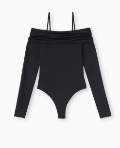 Body Manches Longues Encolure Bardot - Noir