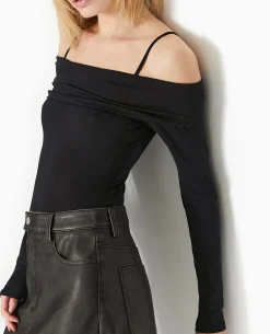 Body Manches Longues Encolure Bardot - Noir