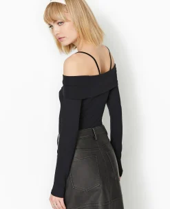 Body Manches Longues Encolure Bardot - Noir