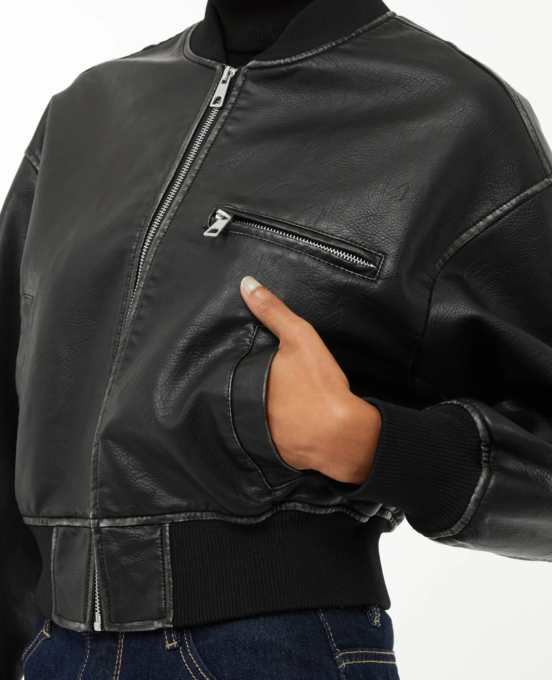 Bomber En Simili - Noir