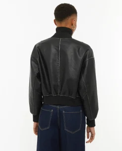 Bomber En Simili - Noir