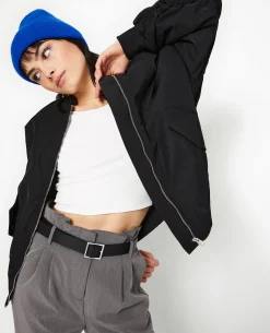 Bombers Oversize Avec Fronces Dos Et Manches - Noir