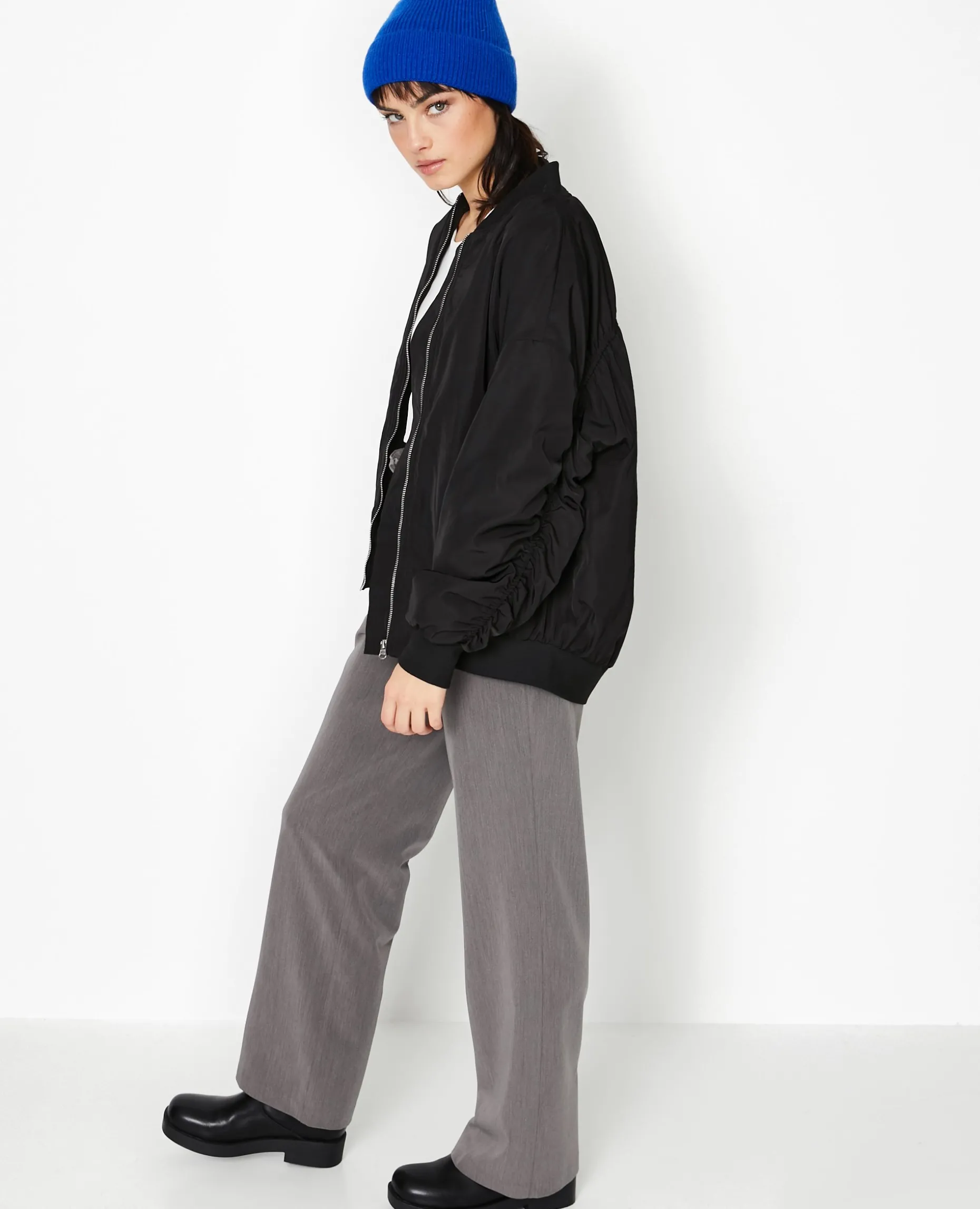 Bombers Oversize Avec Fronces Dos Et Manches - Noir