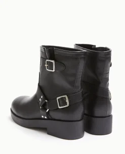 Boots Motardes Avec Détails Brides Et Boucle - Noir