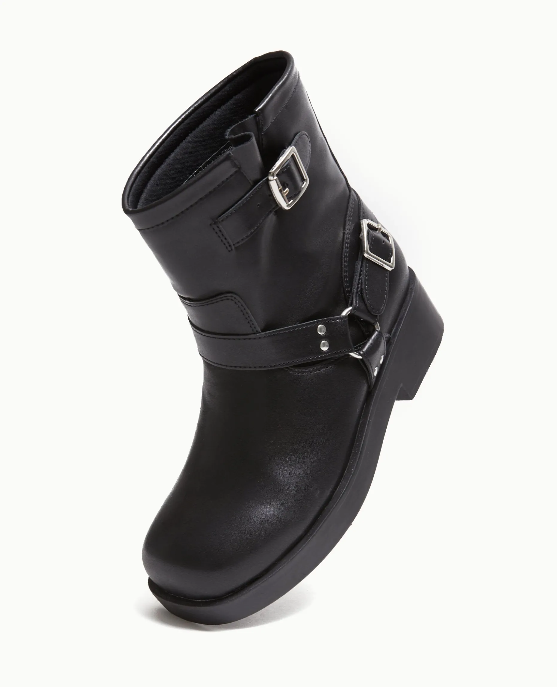 Boots Motardes Avec Détails Brides Et Boucle - Noir
