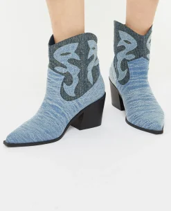 Boots Santiags En Jean - Bleu