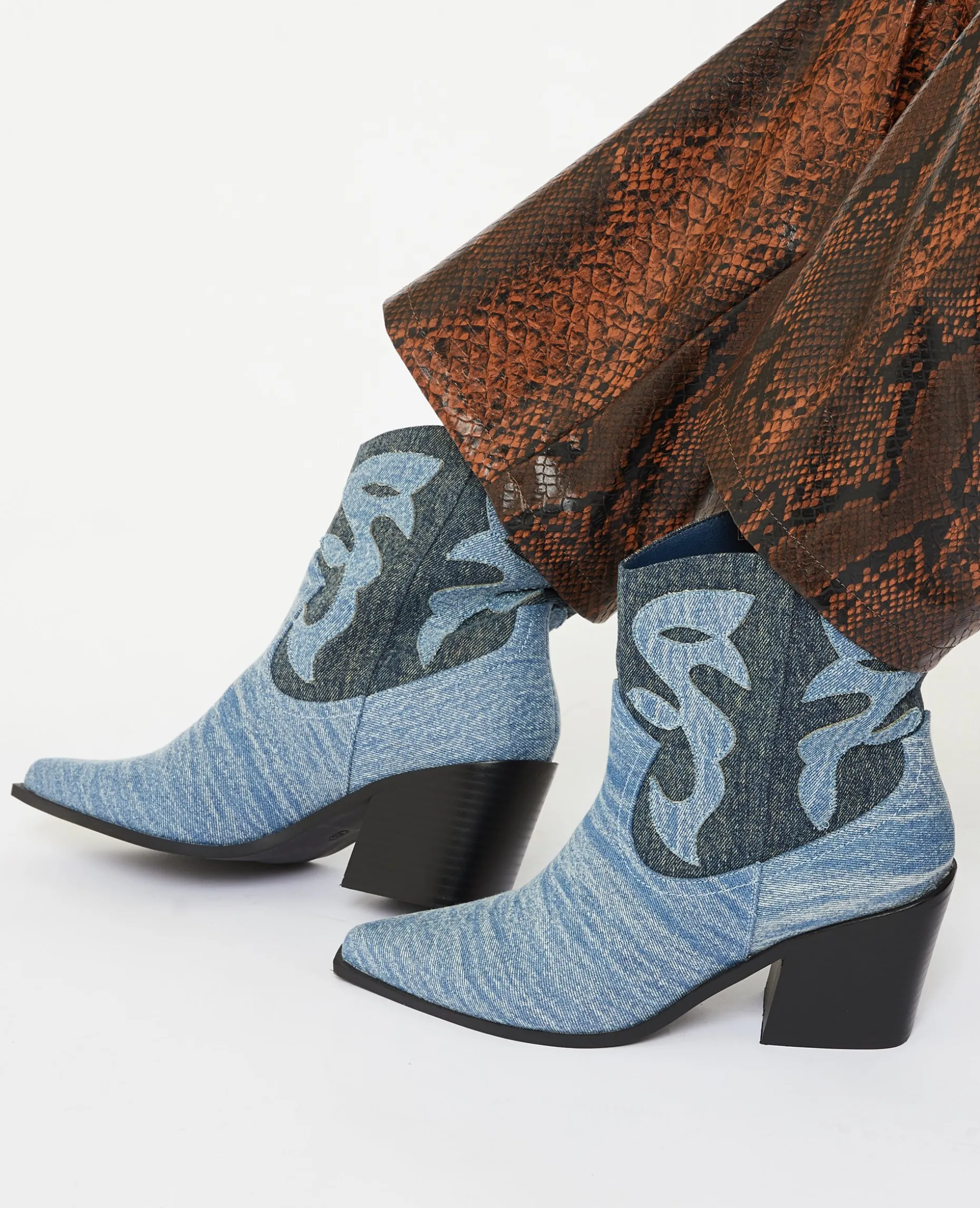 Boots Santiags En Jean - Bleu