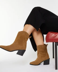 Boots Santiags En Suédine - Beige