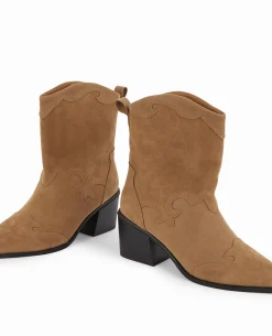 Boots Santiags En Suédine - Beige
