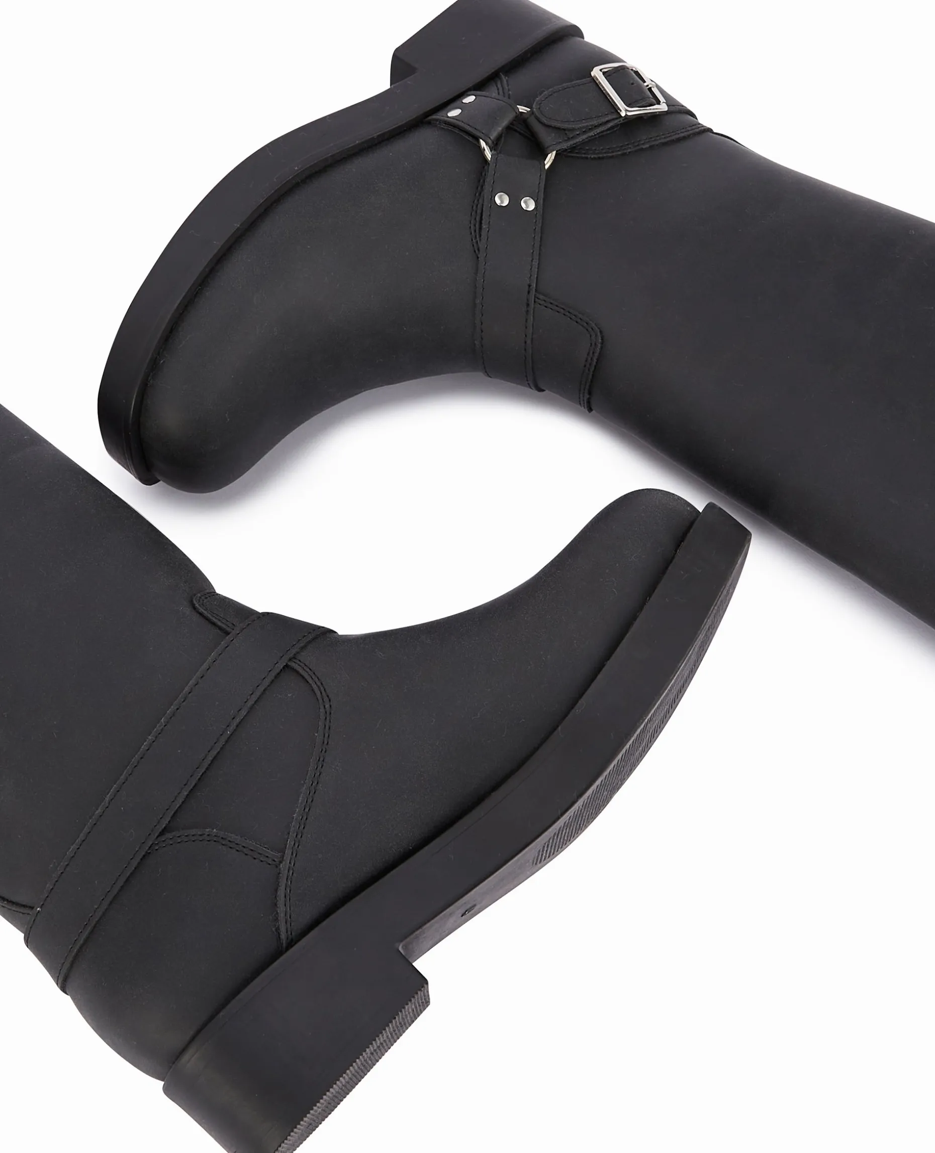Bottes Esprit Motard Avec Brides Et Boucles - Gris