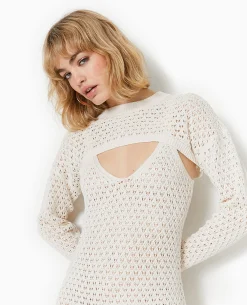 Cache-épaules En Maille Fantaisie Ajourée - Blanc